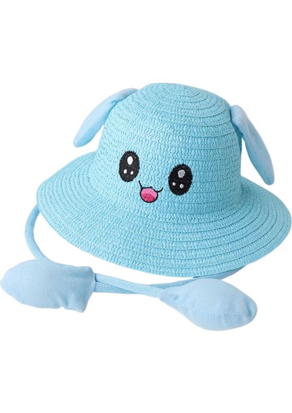 Bunny Straw Hat Caps Moda Big Haaves Hat Için Yaz Gezileri Mavi (Yurt Dışından)