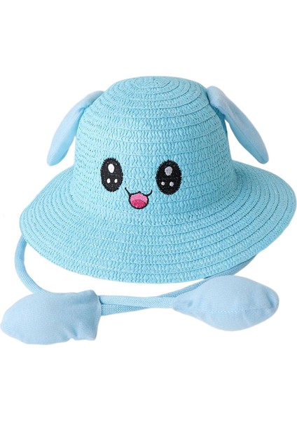 Bunny Straw Hat Caps Moda Big Haaves Hat Için Yaz Gezileri Mavi (Yurt Dışından)