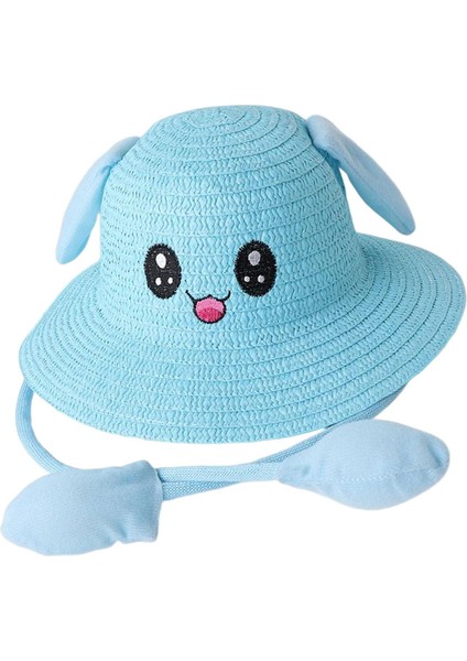 Bunny Straw Hat Caps Moda Big Haaves Hat Için Yaz Gezileri Mavi (Yurt Dışından)