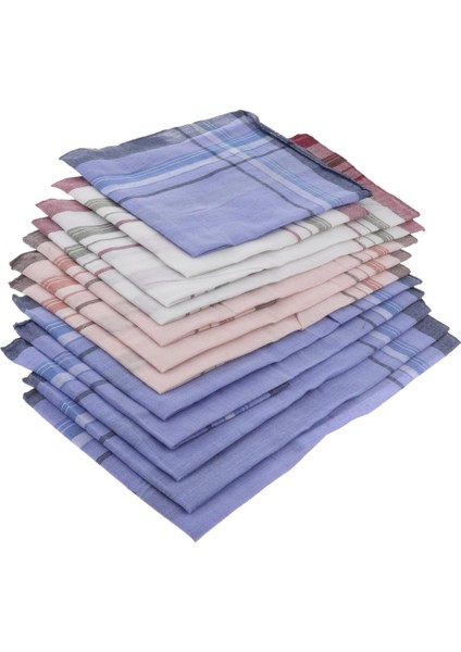 12 Adet Çeşitli Klasik Ekose Hankies Parti Pocket Meydanı Erkekler Için Çok Molor 36*37CM (Yurt Dışından)