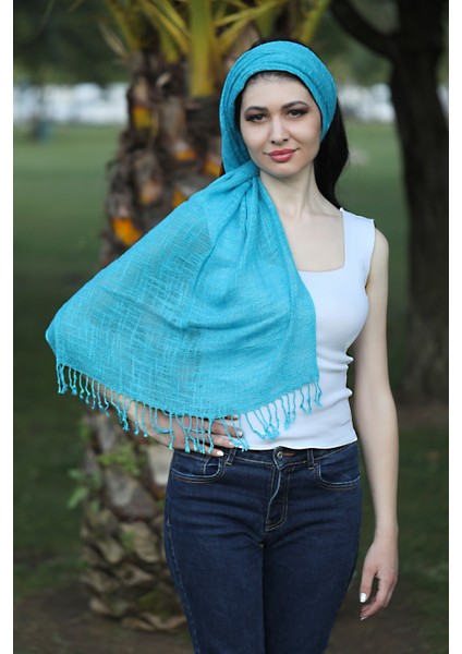 Turkuaz Keten Şal modelleri