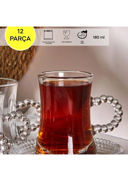 Perotti pearl 12 Parça 6 Kişilik Çay Bardağı Seti 180 ml