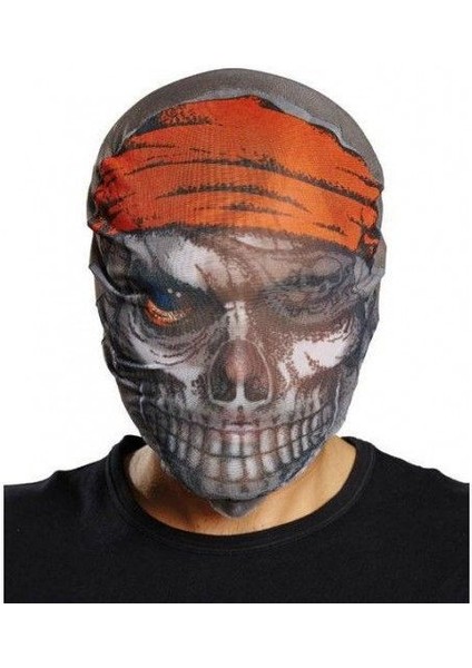 Kafaya Tam Geçmeli Bez Korsan Maskesi - Streç Korku Maskesi - 3D Baskılı Maske Model 4 (4886)