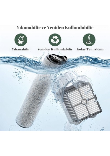 Tineco Ifloor 3, Floor One S3 Islak Kuru Dikey Şarjlı Süpürge ile Uyumlu Filtre Seti
