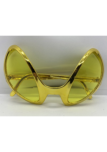 Retro Gözlük - 80 Li 90 Lı Yıllar Parti Gözlüğü Gold Renk 8X13 cm (4886)