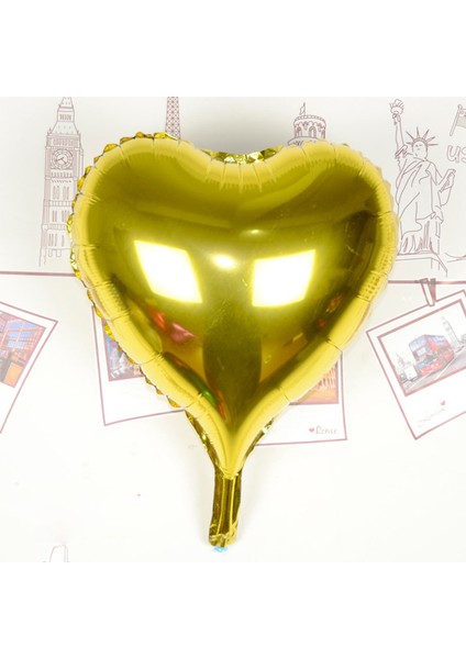 Kalp Uçan Balon Folyo Sarı 80 cm 32 Inç (4886)