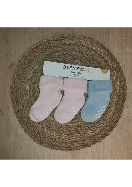 3 Çift Havlu Pamuklu Kaydırmaz Taban Kışlık Kız Çocuk ve Bebek Soket Çorap
