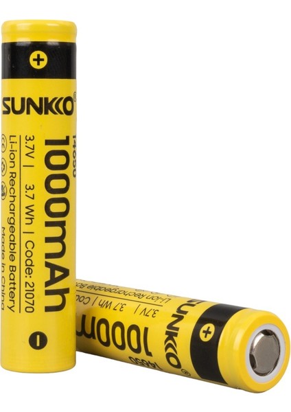 Sunkko 3.7 Volt 1000 Mah 14650 Şarj Edilebilir Pil (Tekli) (4886)