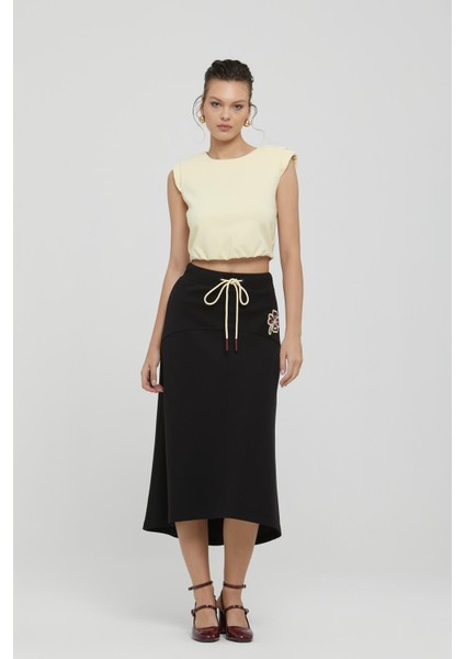 Kadın Kolsuz Beli Lastikli Crop Sarı Bluz 2591323 fiyatları