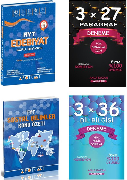 Ayt Edebiyat Soru Bankası / Tyt Sosyal Bilimler Konu Özeti / Ankakazan / Dilbilgisi Denemeleri