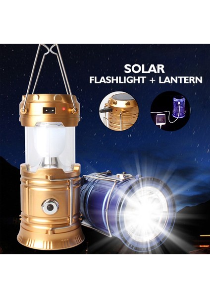 Kamp Feneri Güneş Enerjili Şarjlı LED Lamba (4886)
