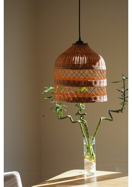 Doğal Rattan Avize: Landı 37 x 40 cm Bambu Aydınlatma