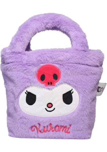 Kuromi Yumuşak Peluş Tüylü Tek Bölmeli Mıknatıslı Çocuk El Çantası
