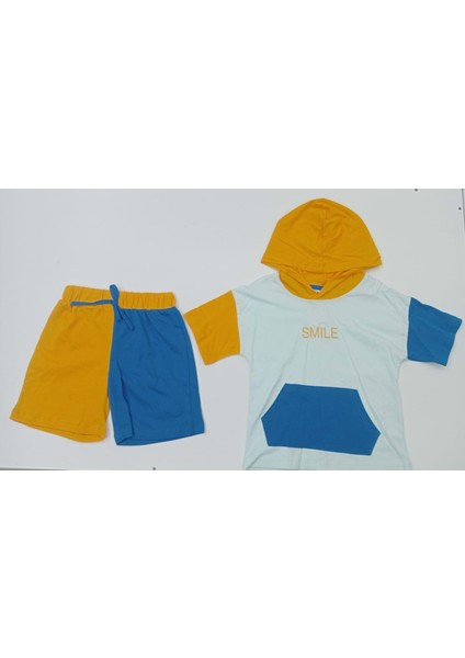 399604 Kapüşonlu Kanguru Cepli Erkek Takım - Sarı - 2-3 Yaş