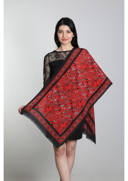 Kırmızı Lacivert Medine Ipek Eşarp Şal fırsatları