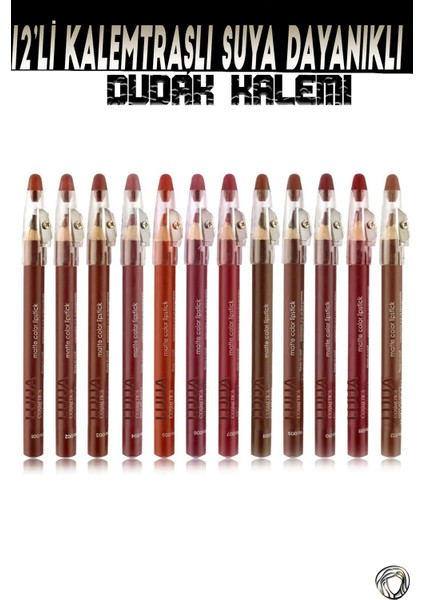 Kalemtraşlı Dudak Kalemi Matte Color Lipstick Jumbo Kalın Kalem Ruj Waterproof 12li Set