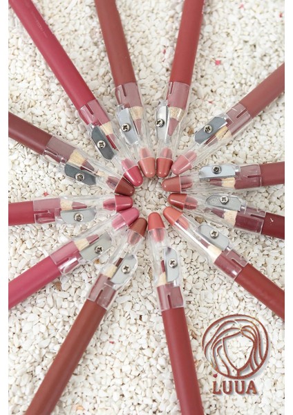 Kalemtraşlı Dudak Kalemi Matte Color Lipstick Jumbo Kalın Kalem Ruj Waterproof 12li Set