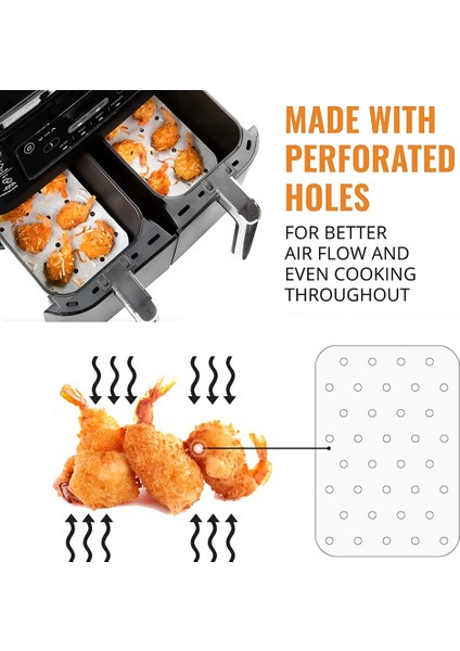 Ninja Için Aksesuarlar,Fritöz Kağıdı, Foodi Dual Air Dz201, Dz401 Için Hava Parşömen Kağıdı Kaplamaları (Yurt Dışından)