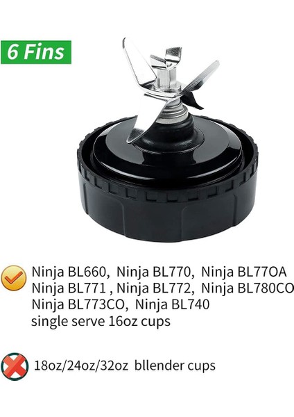Ninja Için Aksesuarlar,Bl770 Bl780 Bl660 Blender Için 6 Fins Extractor Bıçak Yedek Parçaları, 16 Oz Tek Bardak Seti (Yurt Dışından) fırsatları