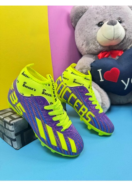 Erkek Çocuk Halısaha Krampon Çoraplı Çivili Futbol Spor Ayakkabısı F35KR