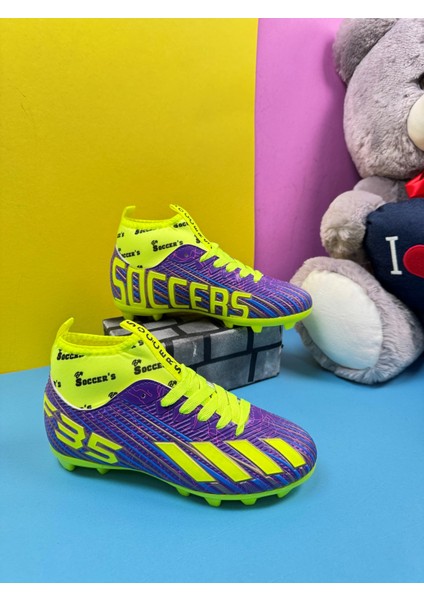 Erkek Çocuk Halısaha Krampon Çoraplı Çivili Futbol Spor Ayakkabısı F35KR modelleri