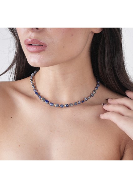 İris - Lapis Lazuli Doğal Taş Kolye