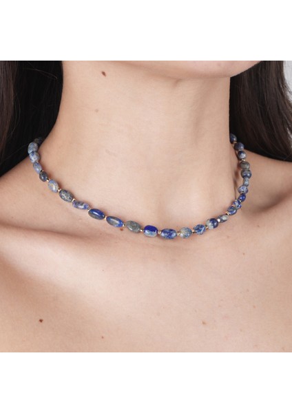 İris - Lapis Lazuli Doğal Taş Kolye