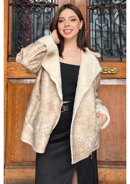 Kadın İçi Peluş Nubuk Mont P-00014695
