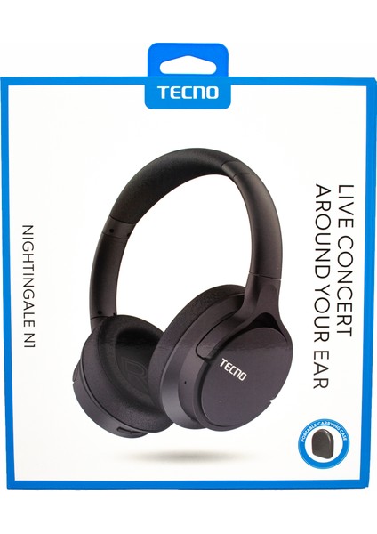 Nightingale-N1 Kablosuz Wireless Extra Bass Kulaklık Siyah