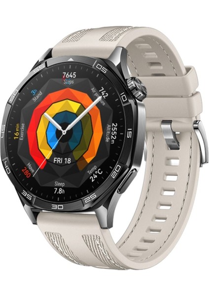 Huawei Watch Gt3 Se Elite 46MM ile Uyumlu Kordon Hybrid Nylon Dikiş Desenli Tokalı Silikon Kayış