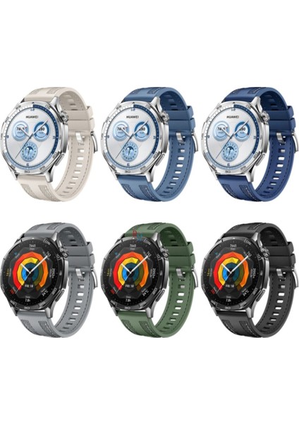 Huawei Watch Gt3 Se Elite 46MM ile Uyumlu Kordon Hybrid Nylon Dikiş Desenli Tokalı Silikon Kayış