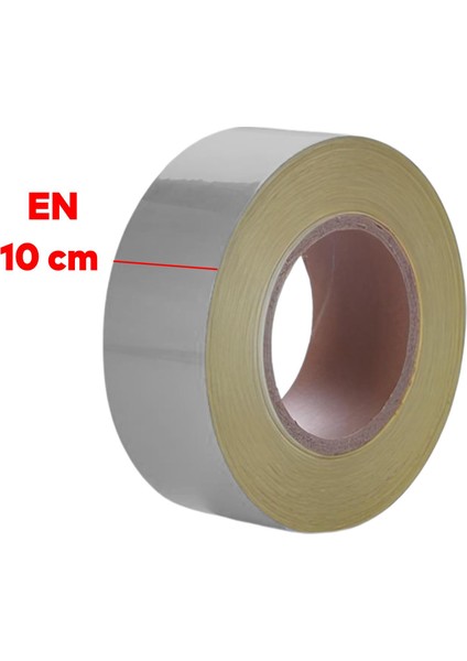 Düz Desensiz En 10 cm 1 mt Ikaz Bandı Reflektif Gece Parlayan Reflektörlü Bant Metalize Gri Renk