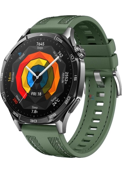 Huawei Watch Gt2 Pro 46MM ile Uyumlu Kordon Hybrid Nylon Dikiş Desenli Tokalı Silikon Kayış