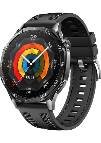 Samsung Galaxy Watch 3 45MM Watch 46 mm ile Uyumlu Hybrid Nylon Dikiş Desenli Tokalı Silikon Kayış