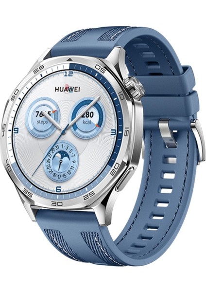 Huawei Watch Gt5 Pro 46 mm ile Uyumlu Kordon Hybrid Nylon Dikiş Desenli Tokalı Silikon Kayış