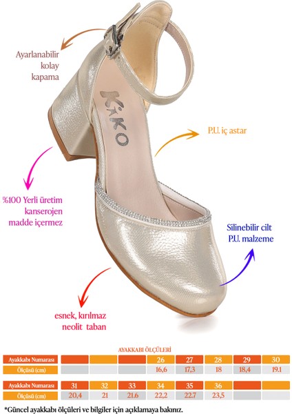 Ressa Taşlı Kız Çocuk 5 cm Topuklu Sandalet Abiye Ayakkabı fiyatları