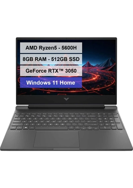 Hp Victus 15-FB0009NT Ryzen 5 5600H 8gb 512GB SSD RTX3050 15.6" Fhd 144Hz WIN11H -Djt Notebook