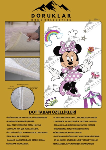 Kaymaz Taban Makinada Yıkanabilir Dijital Baskı Mickey Desenli Çocuk Odası Halısı Dot Taban Halı fiyatları