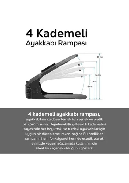 Home 5 Li Ayakkabı Rampası Ayakkabı Düzenleyici Dolap Içi Organizer- Siyah