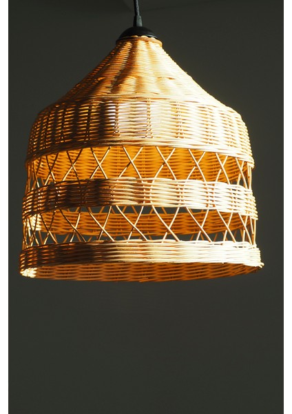 Rattan Ahşap Avize: Clayder: 40 x 40 cm Bambu Aydınlatma