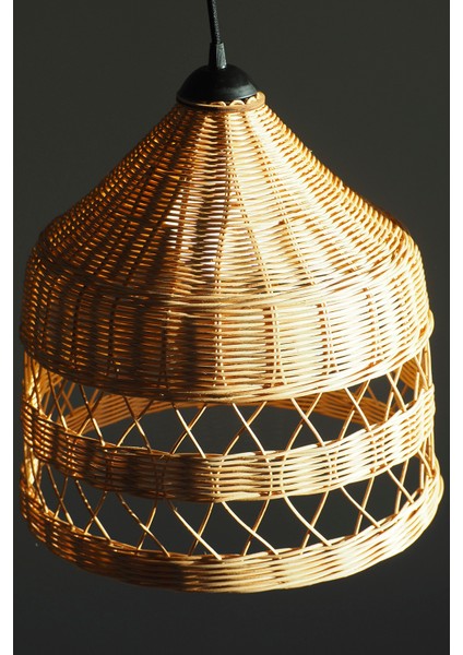 Rattan Ahşap Avize: Clayder: 40 x 40 cm Bambu Aydınlatma