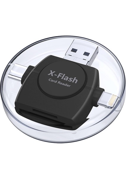 x Flash R01 3'ü 1 Arada 8 Pin + USB C / Type C + Mikro USB Arayüzü Sd / Tf Kart Okuyucu (Yurt Dışından)