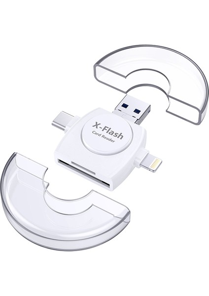 x Flash R01 3'ü 1 Arada 8 Pin + USB C / Type C + Mikro USB Arayüzü Sd / Tf Kart Okuyucu (Yurt Dışından)