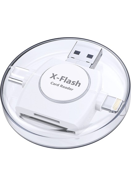 x Flash R01 3'ü 1 Arada 8 Pin + USB C / Type C + Mikro USB Arayüzü Sd / Tf Kart Okuyucu (Yurt Dışından)