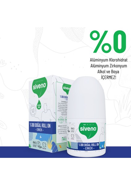 %100 Doğal Roll-On Erkek Deodorant Bitkisel Leke Bırakmayan Vegan 50 ml