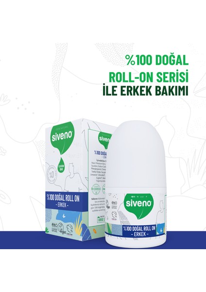 %100 Doğal Roll-On Erkek Deodorant Bitkisel Leke Bırakmayan Vegan 50 ml