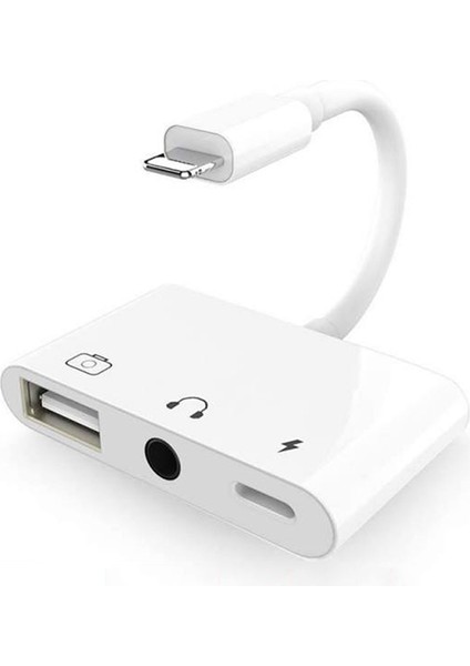 3'ü 1 Arada 8 Pin + 3 5 mm + USB 3.0 Otg 8 Pin Erkek Adaptör (Yurt Dışından)