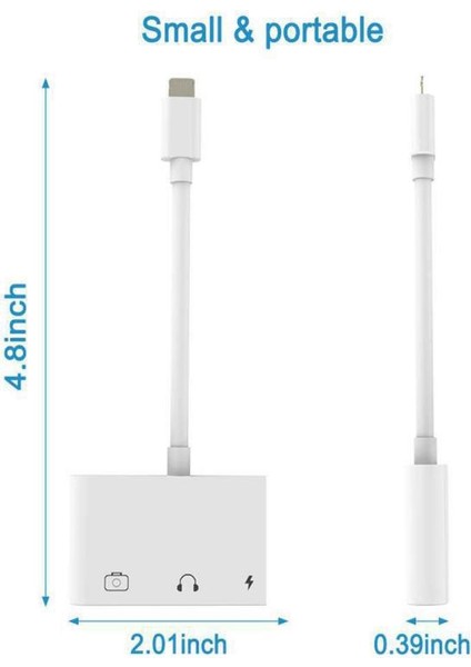 3'ü 1 Arada 8 Pin + 3 5 mm + USB 3.0 Otg 8 Pin Erkek Adaptör (Yurt Dışından)
