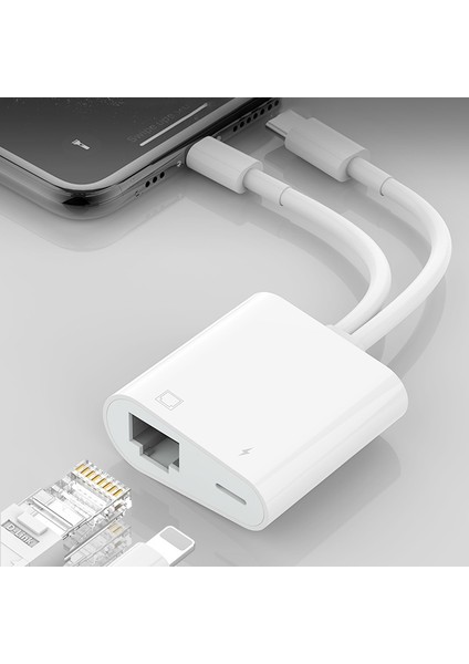 Nk 1035 Pro 2'si 1 Arada USB C / Type C + 8 Pin Erkek RJ45 + 8 Pin Dişi Şarj Arayüzü Adaptörü (Yurt Dışından)