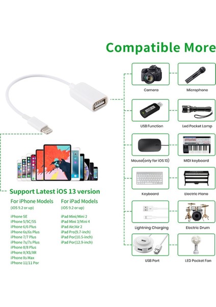 USB Dişi 8pin Erkek Otg Adaptör Kablosu (Yurt Dışından) indirimleri